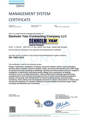 ISO 14001 - Denholm Yam Contracting Company LLC