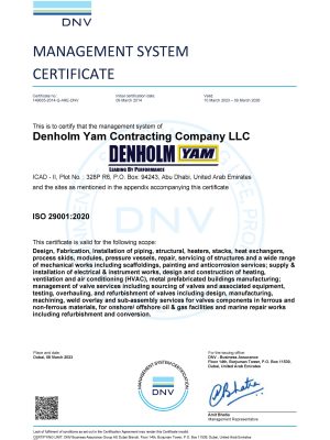 ISO 29001 Denholm Yam Contracting Company LLC