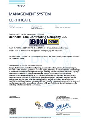 ISO 45001 - Denholm Yam Contracting Company LLC